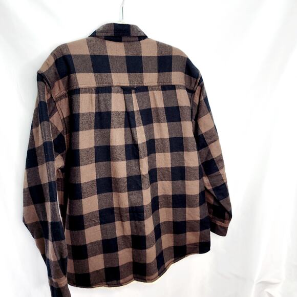 Red Head Brown Plaid Button Front Men's Long Sleeve Shacket Jacket Size L - Picture 6 of 8